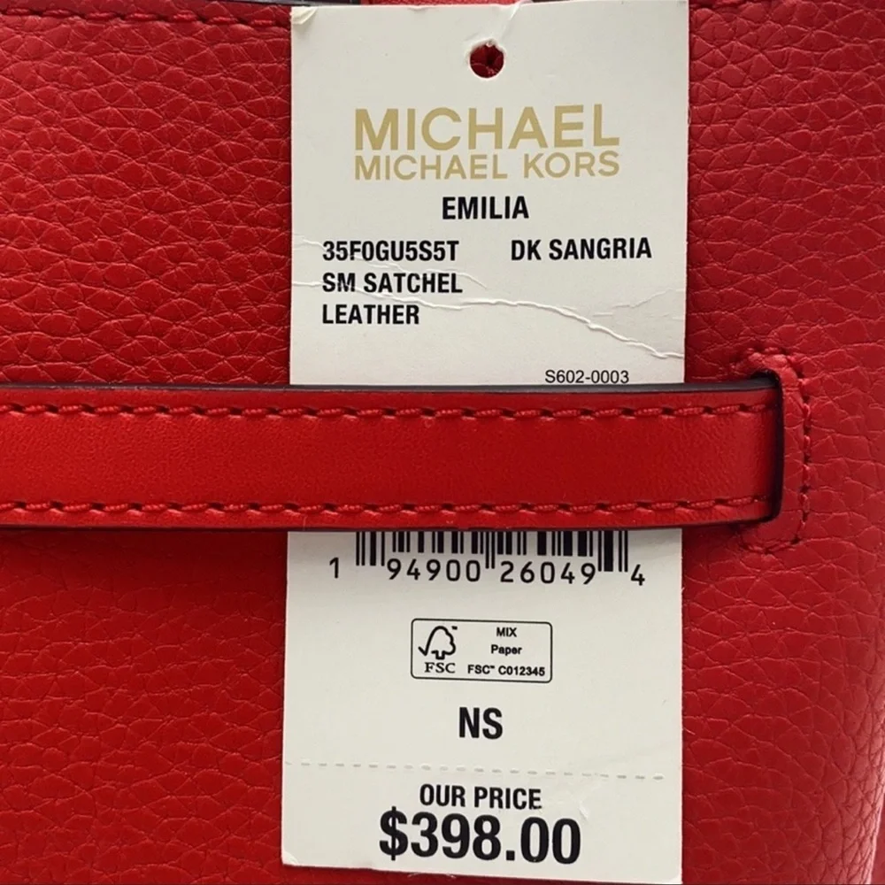 MICHAEL KORS EMILIA SMALL SATCHEL DARK SANGRIA - Picture 10 of 16